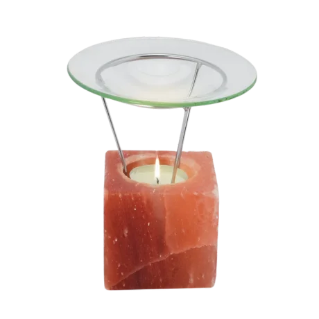 Himalayan cube candle salt with Glass plate