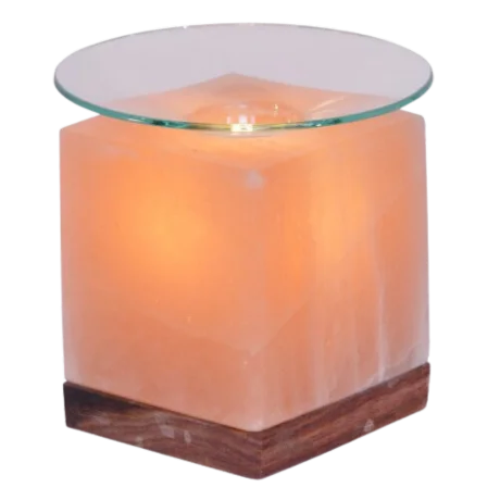 Himalayan Cube candle salt with Glass plate
