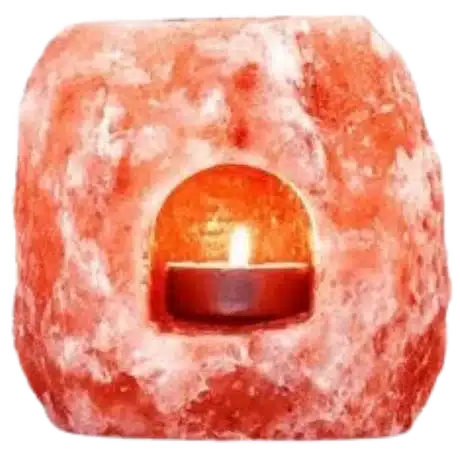 Himalayan cube candle salt with steel burnar