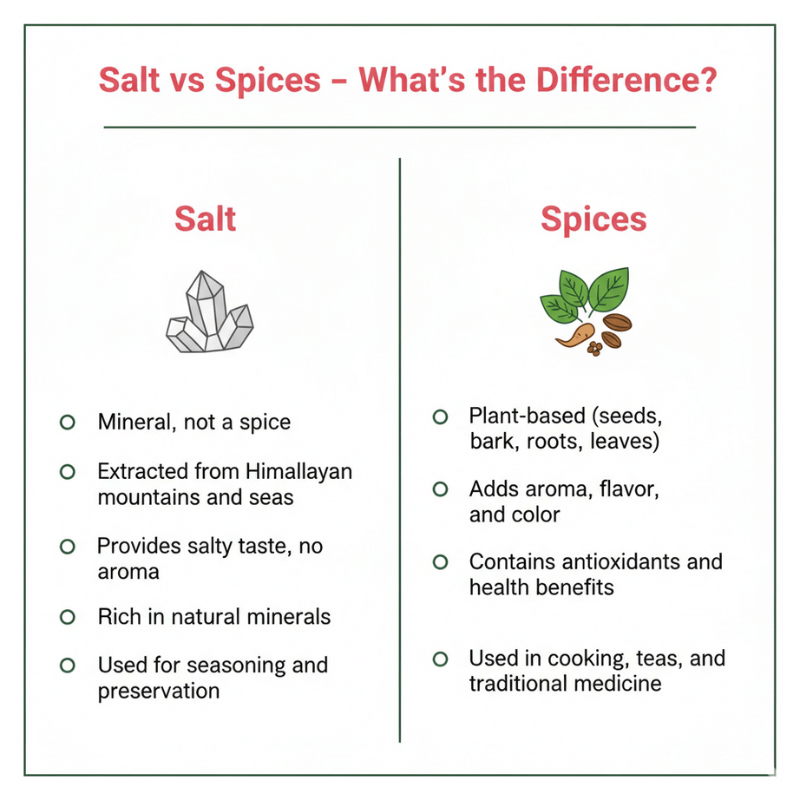 Key Differences Between Salt and Spices in Cooking